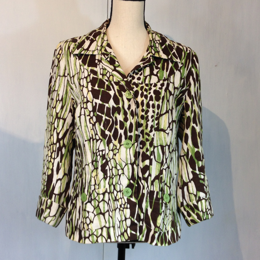 Bob Mackie Wearable Art Linen Career Jacket Sz 12